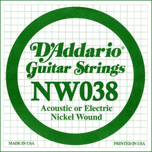 6ta Cuerda para Guitarra Eléctrica NW038 D'Addario