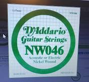 6ta Cuerda para Guitarra Eléctrica NW046 D'Addario